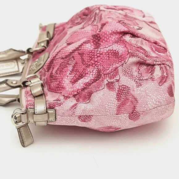 COACH OUTLET Floral Textile Metallic Trim Tote Bag Zipper Shoulder Strap - Picture 6 of 9